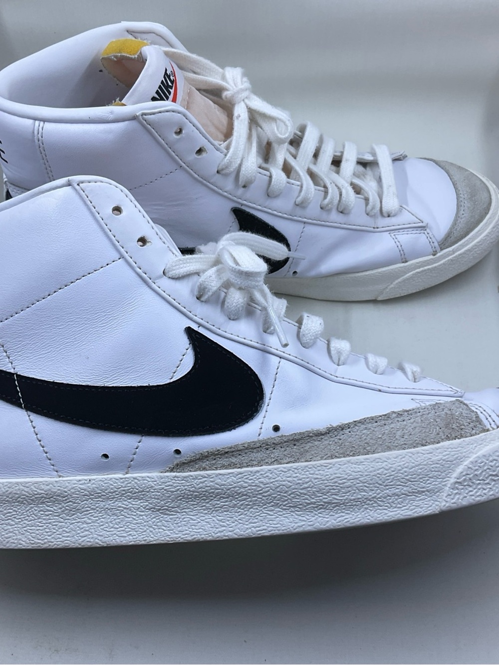 Nike White and Black High-Top Blazer-Style Sneakers